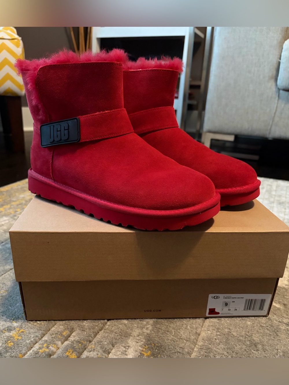 Red UGG Suede Buckle Boots – Size 9 – Excellent Condition